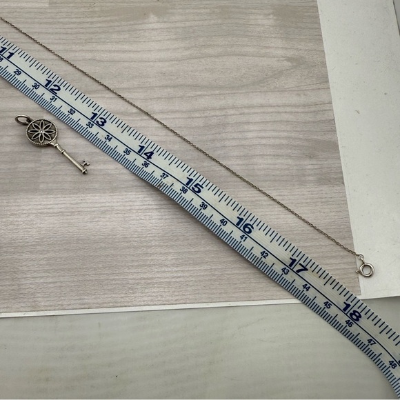 Tiffany & Co. 9.25 S. Silver Daisy Key Pendant With Diamond Necklace - Picture 7 of 9